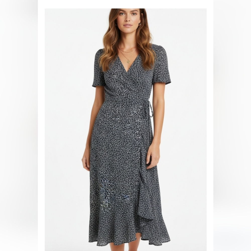 Pretty Garden Elegant Floral Wrap Maxi Dress
